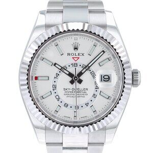 B&P Rolex Sky-Dweller 326934 42mm White Luminous Dial Fluted Bezel Oyster Band